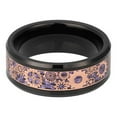 thumbnail image 2 of Wedding Ring for Men 8mm Black Tungsten Band Purple Inlay w Rose Gold Gears, 2 of 5