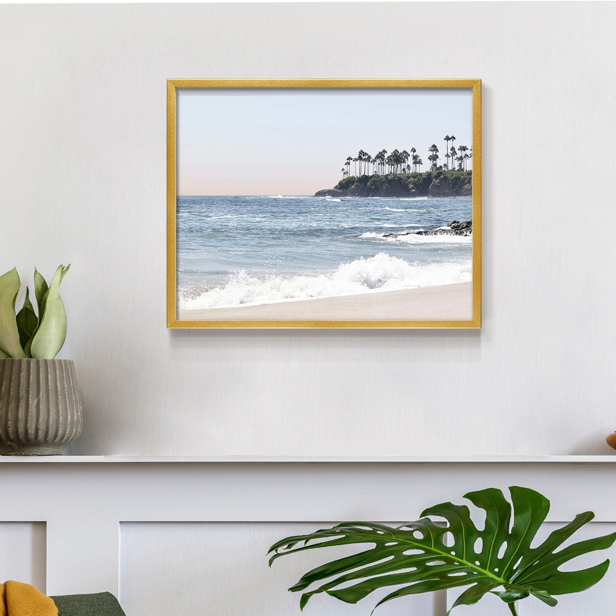 Distant Palms by Natalie Carpentieri - Restickable Framed Giclée Print