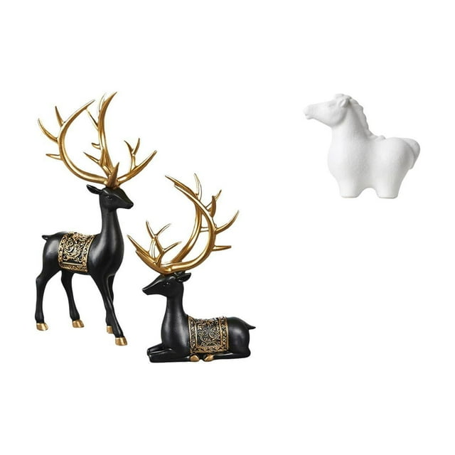 Escultura de resina de alce reno y estatua de caballo de , colección de figuras decorativas de animales para mesa, armario, sala de estar, of