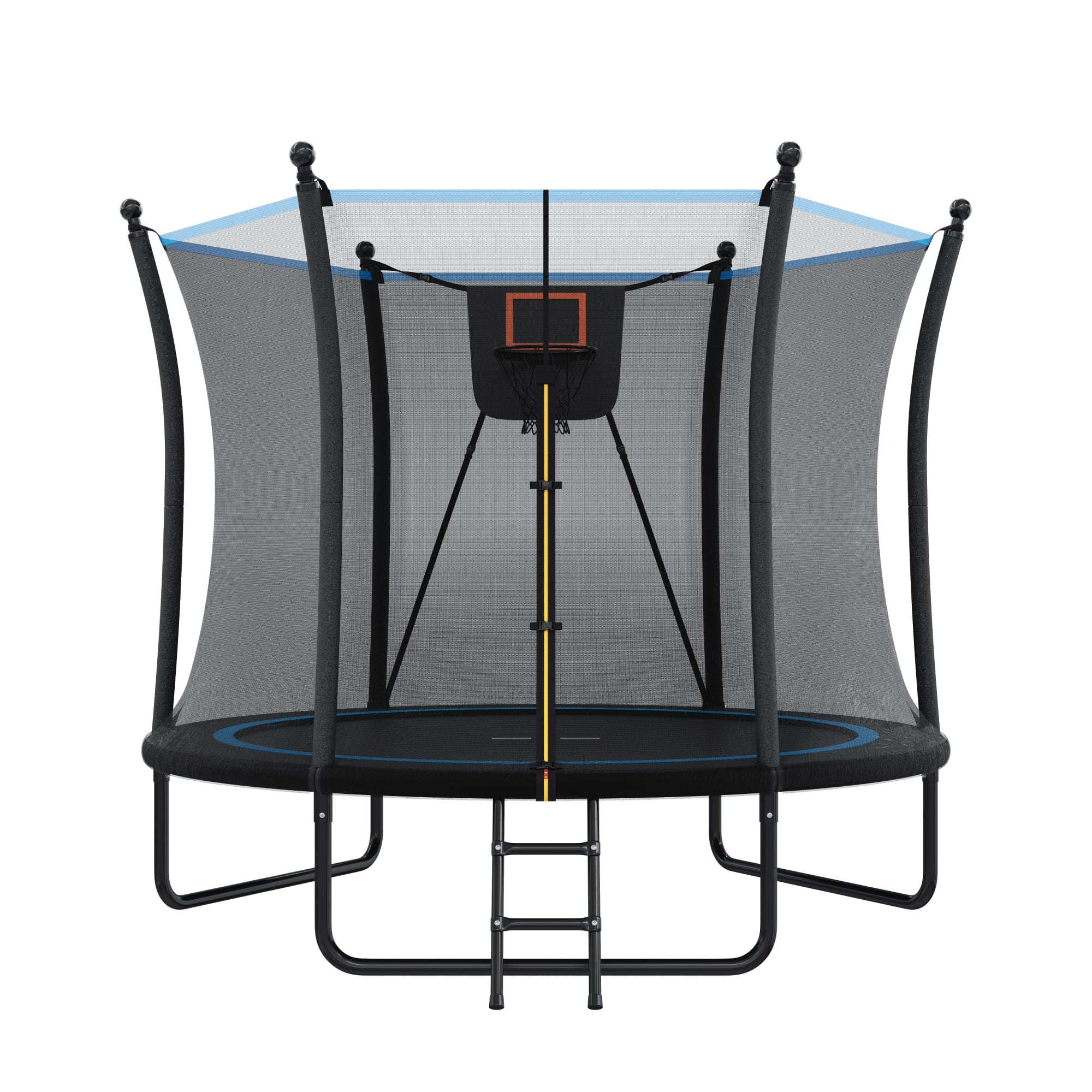 Arspjes 8FT Trampoline for Kids,Outdoor Trampoline with Enclosure net and Ladder,Backyard Recreational Trampoline,Black