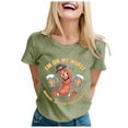 thumbnail image 1 of TSADFHJI Hauts Élégants pour Femmes Fête Mode Décontractée Imprimé Col Rond Manches Courtes pour l'Été S Vert Clair, 1 of 4
