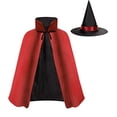thumbnail image 3 of Capa de Mago Infantil Capa de Disfraz de Halloween con Sombrero Mágico Capa Cosplay Bruja Medieval Capa de Puerta de Doble Cara con Capucha Disfraces Mascarada Navidad Carnaval Ópera Escenario JM, 3 of 5