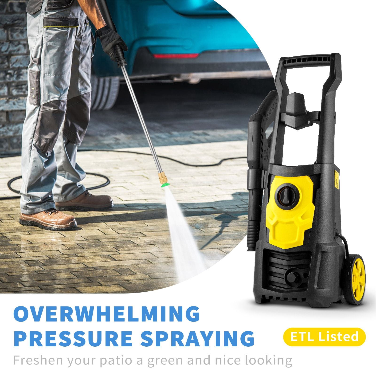 Dranite Power Washer 2000 PSI 1.76 GPM, 5 Nozzles + Foam Cannon, 30ft Hose