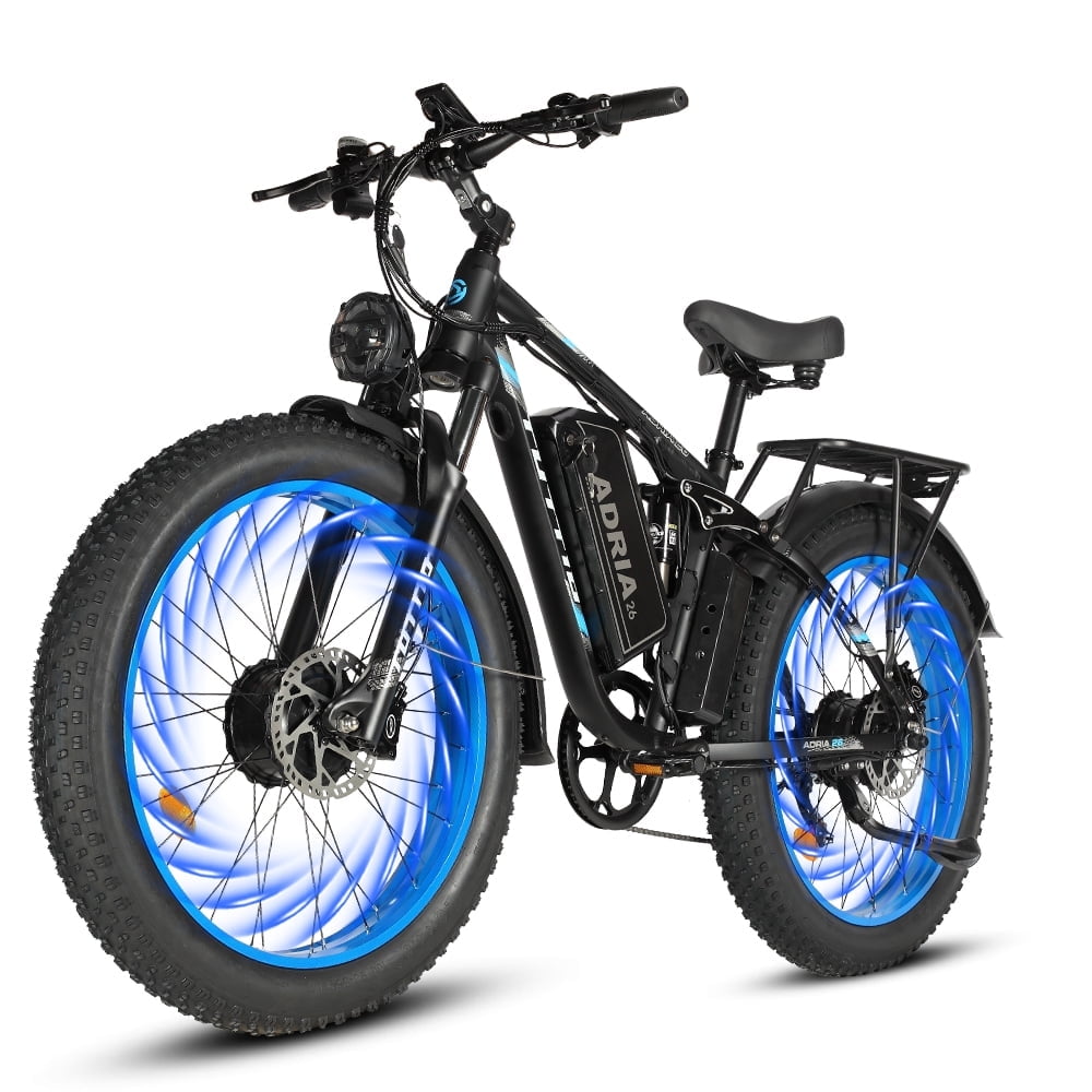 TUTTIO Dual Motor Electric Mountain Bike for Adults Teen, 26" Fat Tire Off-road E-Bike for All Terrain with 52V 25Ah Removable Battery, Max 46mph & Range 100miles, 210Nm High torque - UL 2849