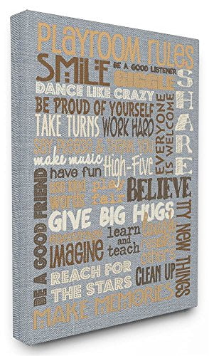 The Kids Room By Stupell Playroom Rules Typography Denim Feel Stretched Canvas Wall Art Walmart Canada