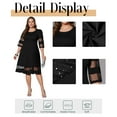 thumbnail image 4 of Cuteduck Women's Plus Size Casual Round-neck 3/4 Sleeve Fall Loose A-Line Shimmering Party Holiday Dress 1X-4X, 4 of 7