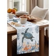 thumbnail image 3 of Sea Turtle Summer Ocean Coral Table Runner 13x72in Non-Slip Cotton Linen Table Runners, Nautical Starfish Conch Dresser Scarves TableRunner for Dinner Kitchen Dining Wedding Party, 3 of 9