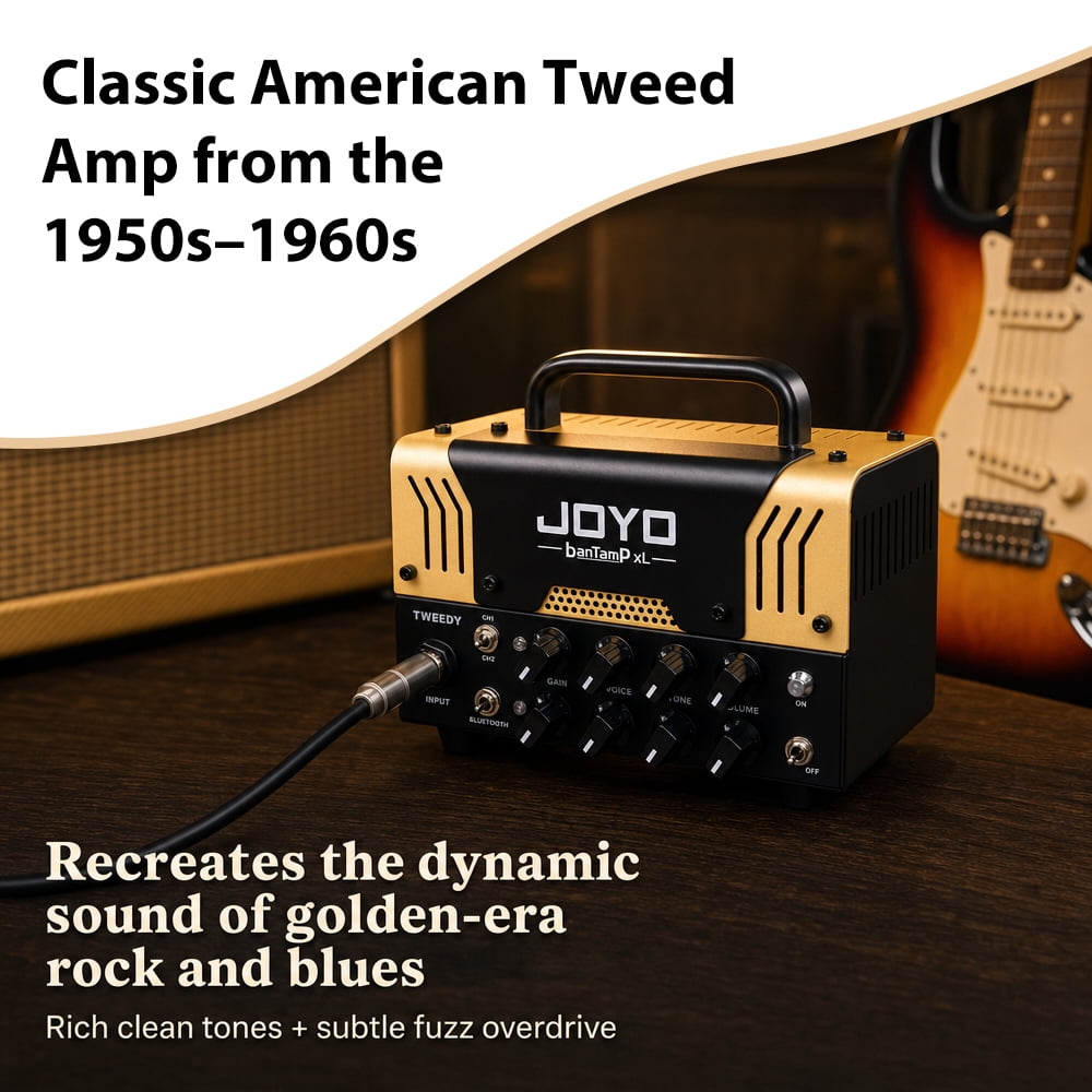 JOYO Bantamp Tweedy 20W Mini Amp Guitar Amplifier Tube Head 2 Channel Rock American Sounds