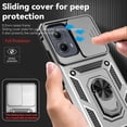 thumbnail image 4 of for Motorola Edge 2024 Case with Slide Camera Cover HD Screen Protector [Military Grade Drop Tested] Magnetic Ring Holder Kickstand Protective Phone Case for Motorola Moto Edge 2024, Silver, 4 of 17