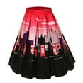 thumbnail image 4 of Autumn and winter women's pleated skirt Hepburn high-waisted floral retro mid-length roller skating women's rock and roll poster skirt-5-XXL, 4 of 7