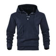 thumbnail image 4 of 1/4 Button Hoodies for Men,Long Sleeve Sweatshirts Jacquard Sweatshirt Drawstring Hooded Pullover Casual Hoodies Workwear Regular Fit Sweater Oversized Hoody Tops with Pocket Activewear, 4 of 7