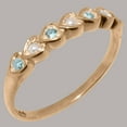 thumbnail image 2 of LBG British Made 9k Rose Gold Cultured Pearl & Aquamarine Womens Eternity Ring - 33 size options - Size 10, 2 of 9