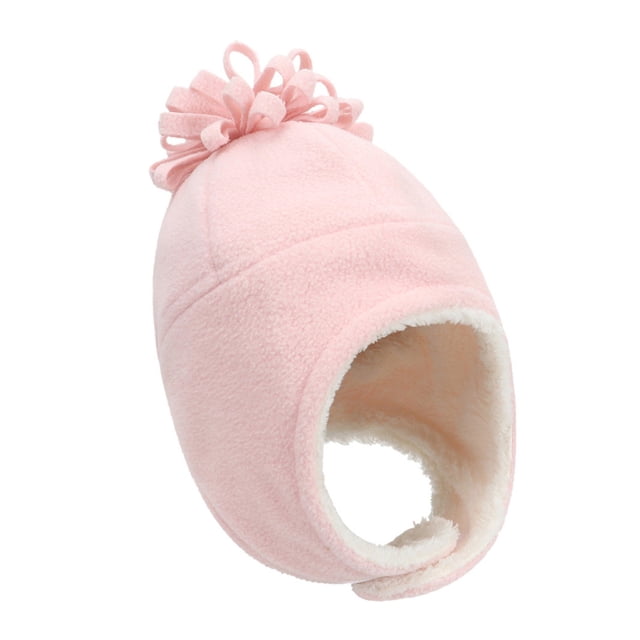 AWZXDE Children Winter Polar Wool Solid Color Hat and Gloves Set with Inner Wool for Warmth Comfort Casual Cute Closed Design Two Piece Pink,S