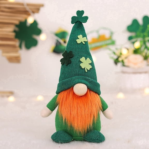 1 Pack St Patrick's Day Plush Decorationsï¼Green Irish Lerechaun Tomte Elf Doll Figurines Handmade Elderly Irish Ornaments for Irish Day Home Table Party Decor (A)