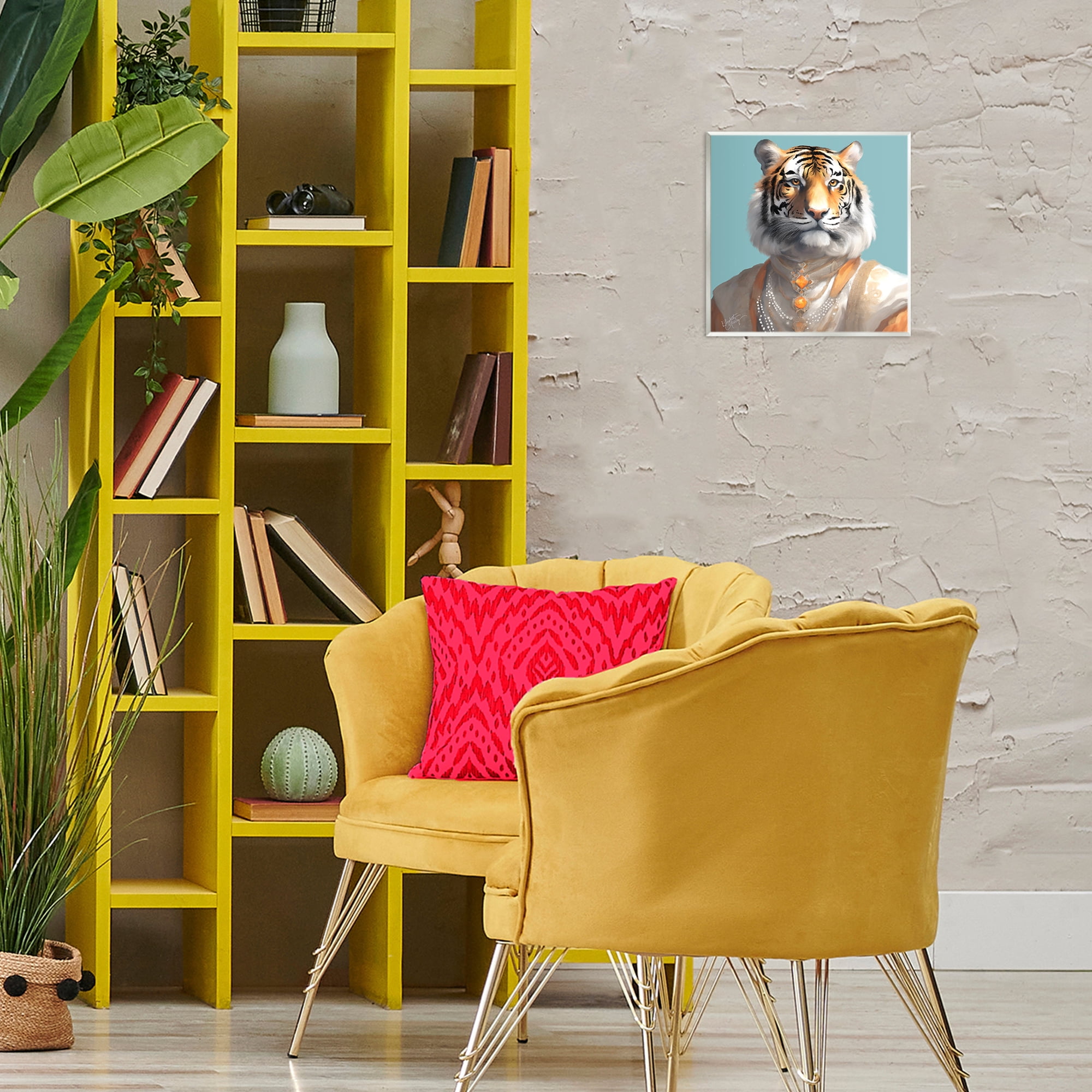 Stupell Industries Sir Prince Tiger Animals Painting Unframed Art Print Wall Art, 12 x 12