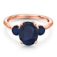 thumbnail image 3 of Gem Stone King 3.70 Ct Oval Blue Sapphire 18K Rose Gold Plated Silver Ring, 3 of 6