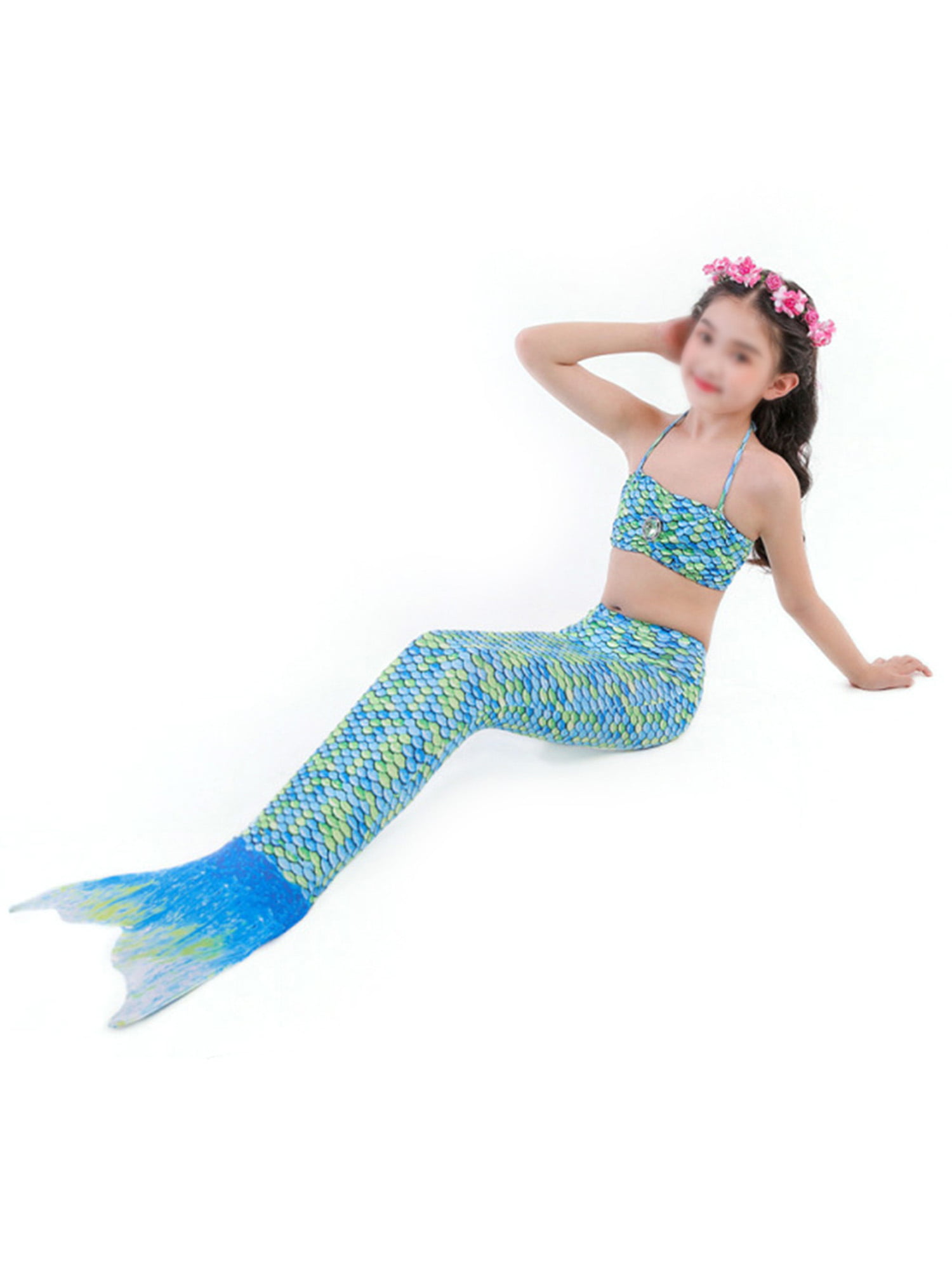 Include Swimming Bikini Briefs Swimsuit and Bra Tops Kids Girl Swimwear Mermaid Costume Summer Swim Sets Gift for Little Girls 