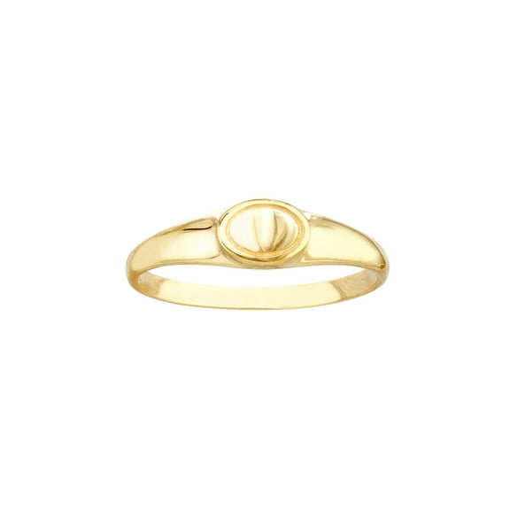 14k Yellow Gold Signet Egravable Mini Oval Plate Ring Size 6 Ring for Women
