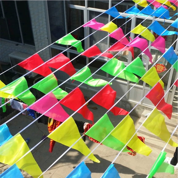50M Colorful Triangle Flag Pennant String Banner Festival Party Holiday Decorate
