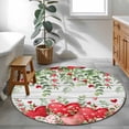 thumbnail image 3 of Round Rugs 3.3 Ft, Valentine's Day Non Slip Area Rugs for Kitchen Bedroom Entryway, Pink Love Heart Country Eucalyptus Farm Wooden Washable Carpet Runner Rug Floor Mats for Bedroom Home Decor, 3 of 8