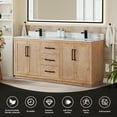 thumbnail image 4 of Floral 72" Wood Vanity in Light Brown Calacatta White Quartz Top no Mirror, 4 of 13