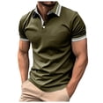 thumbnail image 4 of Bibifish Mens Polo Shirts Multi Tone Ribbed Collar Shirts Partial Button Opening Classic Cut Tops, 4 of 9