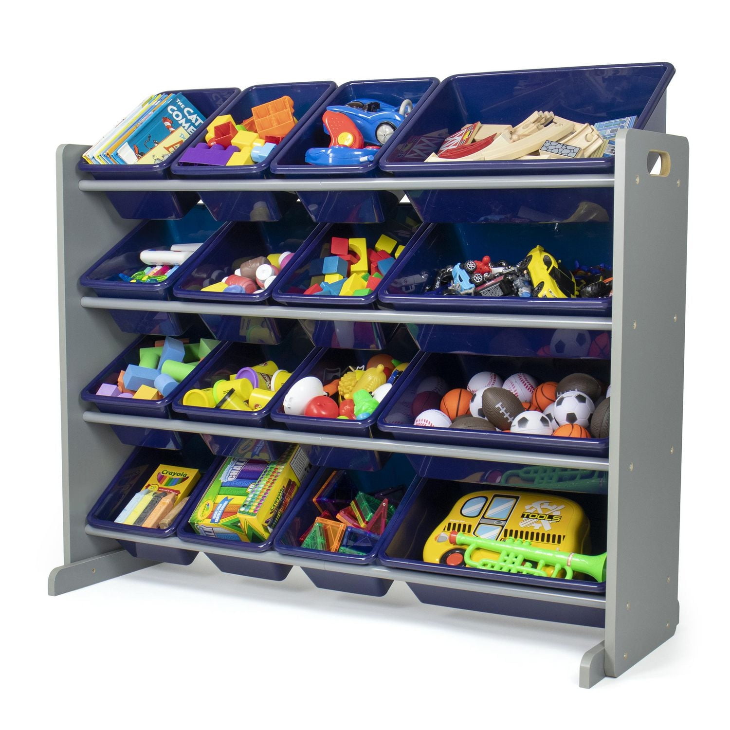 Humble Crew Newport Toy Storage Organizer with 16 Storage Bins, Grey/Navy