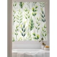 thumbnail image 3 of Sheer Curtains 63 Inch Length 2 Panels Set for Bedroom, Green Leaves Semi Sheer Curtains for Windows, Summer Botanical Farmhouse Leaf Watercolor Voile Window Treatments Rod Pocket Curtain, 3 of 7