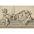 thumbnail image 2 of Carl Von Aegeri 24x17 Black Ornate Framed Double Matted Museum Art Print Titled: Two Seated Women with Coat of Arms (1530), 2 of 5