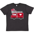 thumbnail image 3 of Inktastic Valentine's Day Red Firetruck with Pink Hearts Youth T-Shirt, 3 of 5