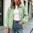 thumbnail image 2 of Tqcoqu Women's Polka Dot Zip Up Jacket, Lapel Collar Bubble Sleeve Loose Lightweight Windbreaker Casual Outerwear,Women's,Size M-XXXL, 2 of 9