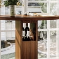 thumbnail image 6 of Leumius 3-Piece Bar Table Set with 2 Stools,31.5" Round Pub Table with Metal Ring Footrest,Space-Saving Dining Set for Kitchen,Living Room,Small Space,Walnut, 6 of 6