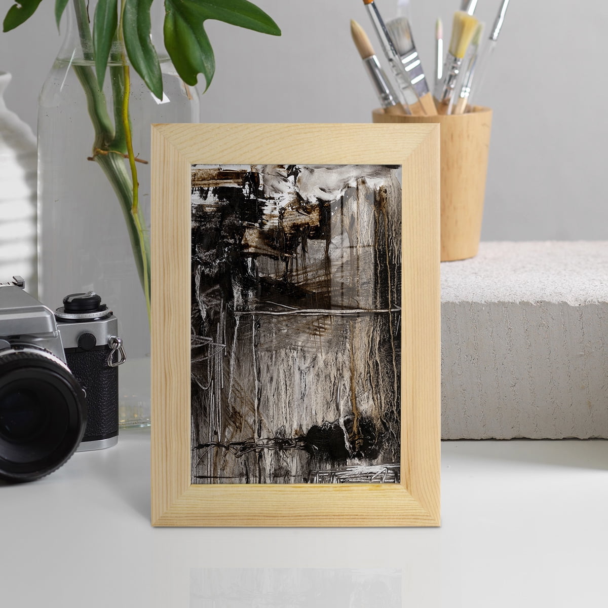 Continuum II -Framed Print w/glass-Natural Wood