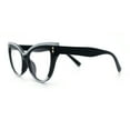 thumbnail image 6 of Womens 2-tone Color Design Horn Rim Cat Eye Clear Lens Fashion Eyeglasses Black White, 6 of 8