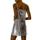 thumbnail image 2 of Vestido de Promoción Mini de Mujer Inspire Chic con Brillo y Lentejuelas, Cuello en V, Tirantes Ajustables, Plateado-Rosa S, 2 of 8