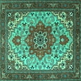 thumbnail image 1 of Ahgly Company Machine Washable Indoor Square Persian Turquoise Blue Traditional Area Rugs, 5' Square, 1 of 4