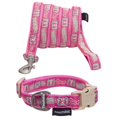 thumbnail image 1 of Caliber Designer Embroidered Fashion Pet Dog Leash & Collar Combination, Pink Pattern - Small, 1 of 1