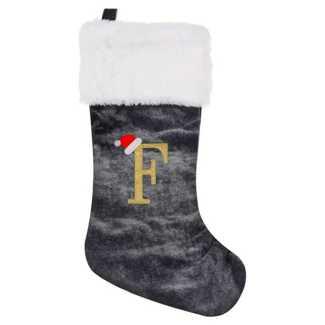 SUTENGDA 20 Inches Monogram Christmas Stockings Red Velvet with White Super Soft Plush Cuff Embroidered Xmas Stockings Classic Personalized Stocking Decorations for Family Holiday Season