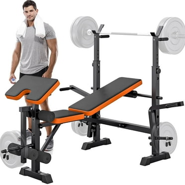 Dprodo 6-in-1 Adjustable Weight Bench 660lbs Capacity, Multi-Purpose Foldable Workout Bench with Barbell Rack & Leg Extension for Home Gym Strength Training