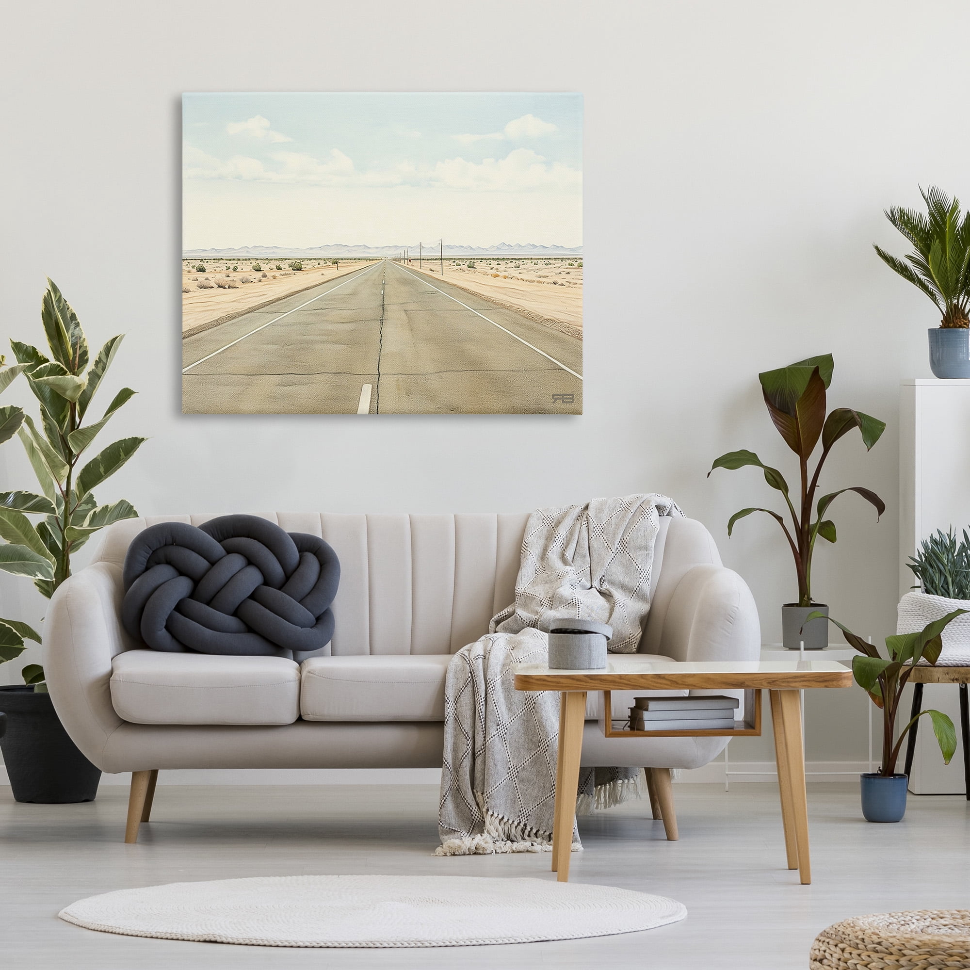 Stupell Industries Scenic Desert Road Landscape Painting Gallery Wrapped Canvas Art Print Wall Art, 48 x 36