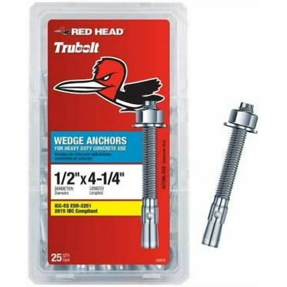 ITW Brands Wedge Anchor - General Use - 25 Pack, 1/2" x 4-1/4"