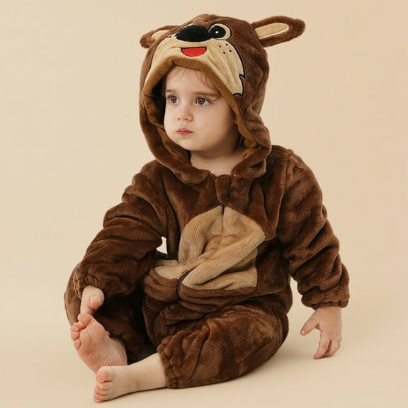 Toddler Baby Cute Hooded Jumpsuit Animal Outfitss Long Sleeve Romper Baby Animals Romper Toddler Onesie Outfits 1-2 Years