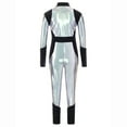 thumbnail image 4 of iiniim Girls Alien Robot Dance Outfit Metallic Long Sleeve Zip Neck Jumpsuit Silver 16, 4 of 6