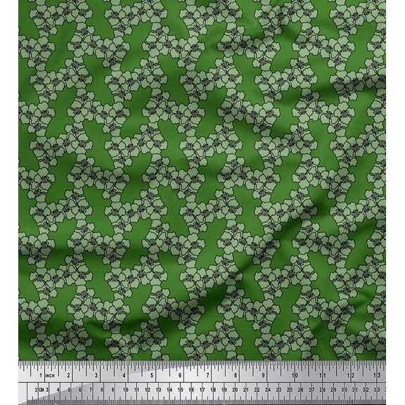 Soimoi Green Heavy Canvas Fabric Flower Floral Print Fabric by the Yard 58 Inch Wide