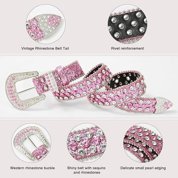 Kajeer Rhinestone Belt for Women Men - Western Cowgirl  display picture 1