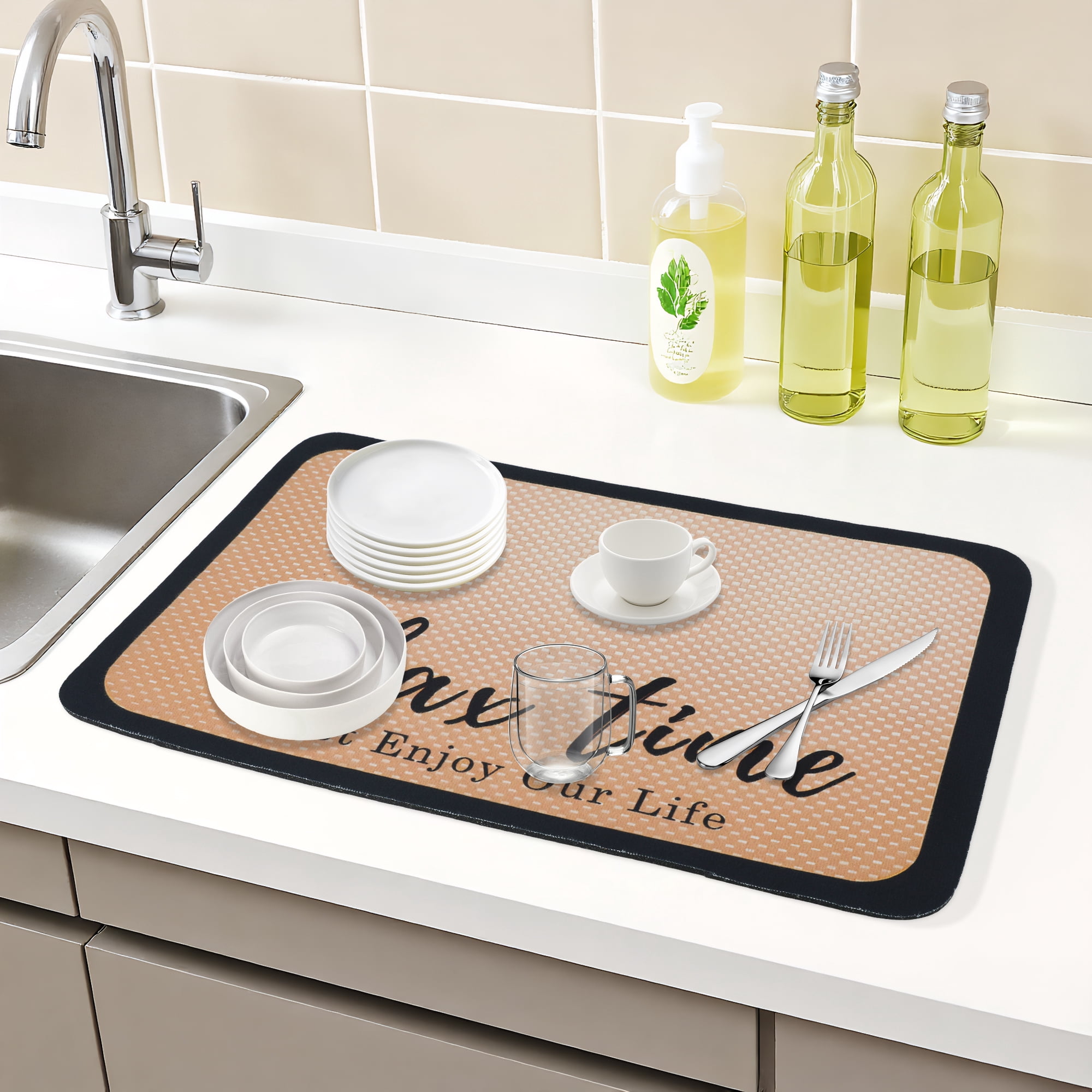 Unique Bargains Diatomaceous Coffee Bar Mat Quick Dry Dish Drying Mats Coffee 19.7*11.8 in