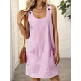 thumbnail image 3 of Summer Dress for Women Sleeveless Tank Dress with Pockets Casual Short A Line Dress Crewneck Sundress 2025 Pink S, 3 of 7
