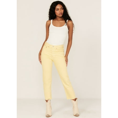 Levi's Women's 501 High Rise Straight Cropped Jeans Yellow 27W x 26L