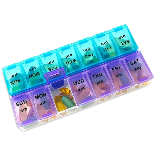 MEDca Organisateur hebdomadaire de pilules, deux fois par jour, 1 Pill Organisateur Extra Large