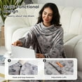 thumbnail image 2 of Pavilia Fleece Wearable Blanket With Sleeves, Warm Cozy Soft Functional Lightweight Sleeved Throw Adults Men Women Violet Purple Faux Shearling 2 of 14